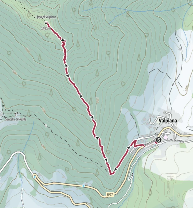 Cartina del percorso – Croce e Cima di Valpiana