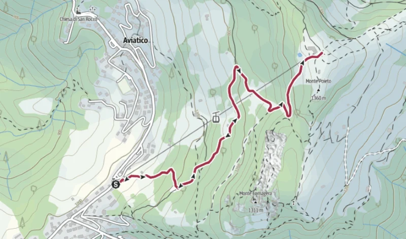 Cartina del percorso – Monte Poieto da Aviatico