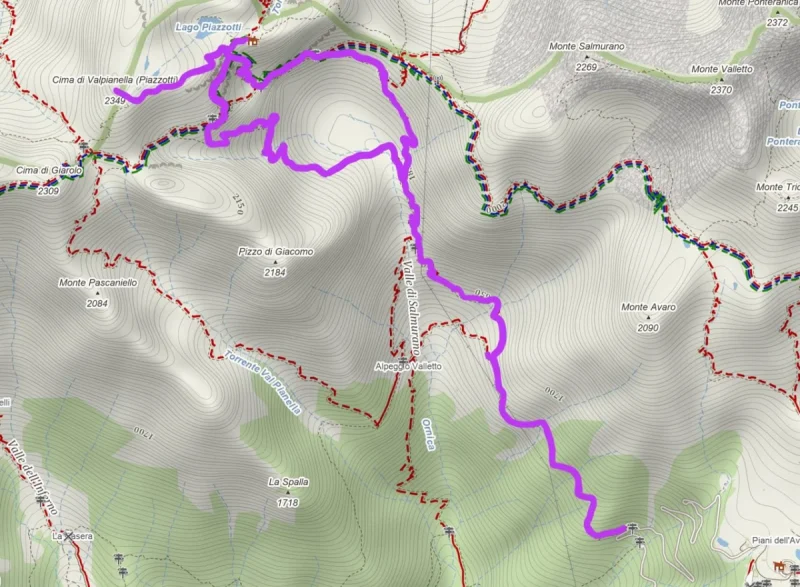 Cartina del percorso – Rifugio Benigni da Cusio