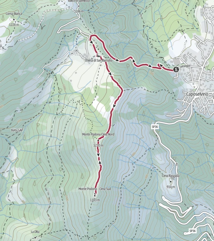 Cartina del percorso – Monte Podona da Selvino