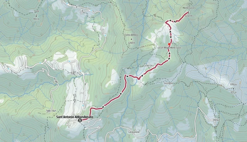 Cartina del percorso – Monte Zucco da Sant'Antonio Abbandonato