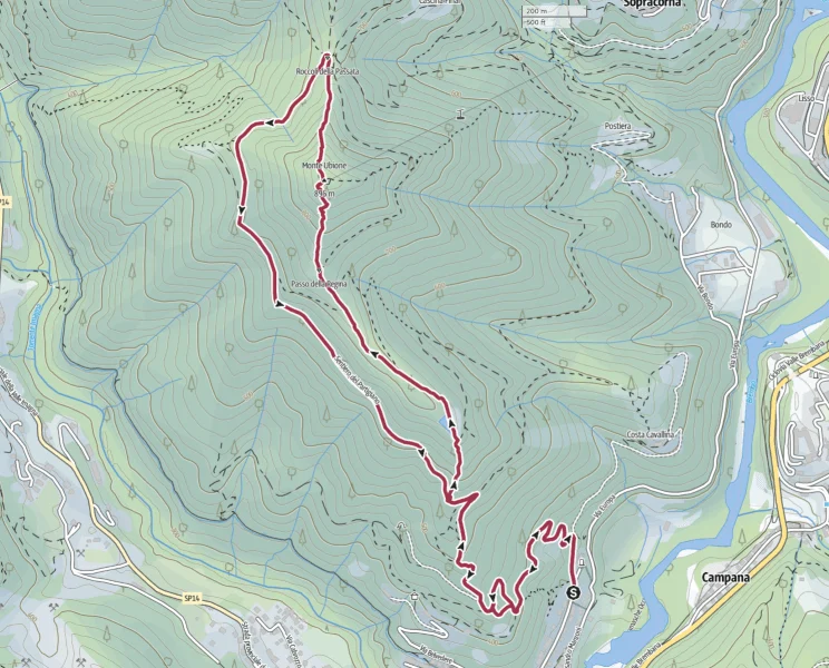 mappa sentiero ad anello monte Ubione