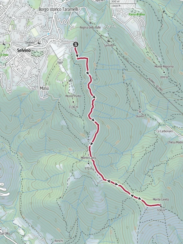 Mappa del sentiero da Selvino al Monte Cereto