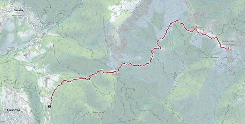 Cartina del percorso – Monte Secretondo da Costa Serina