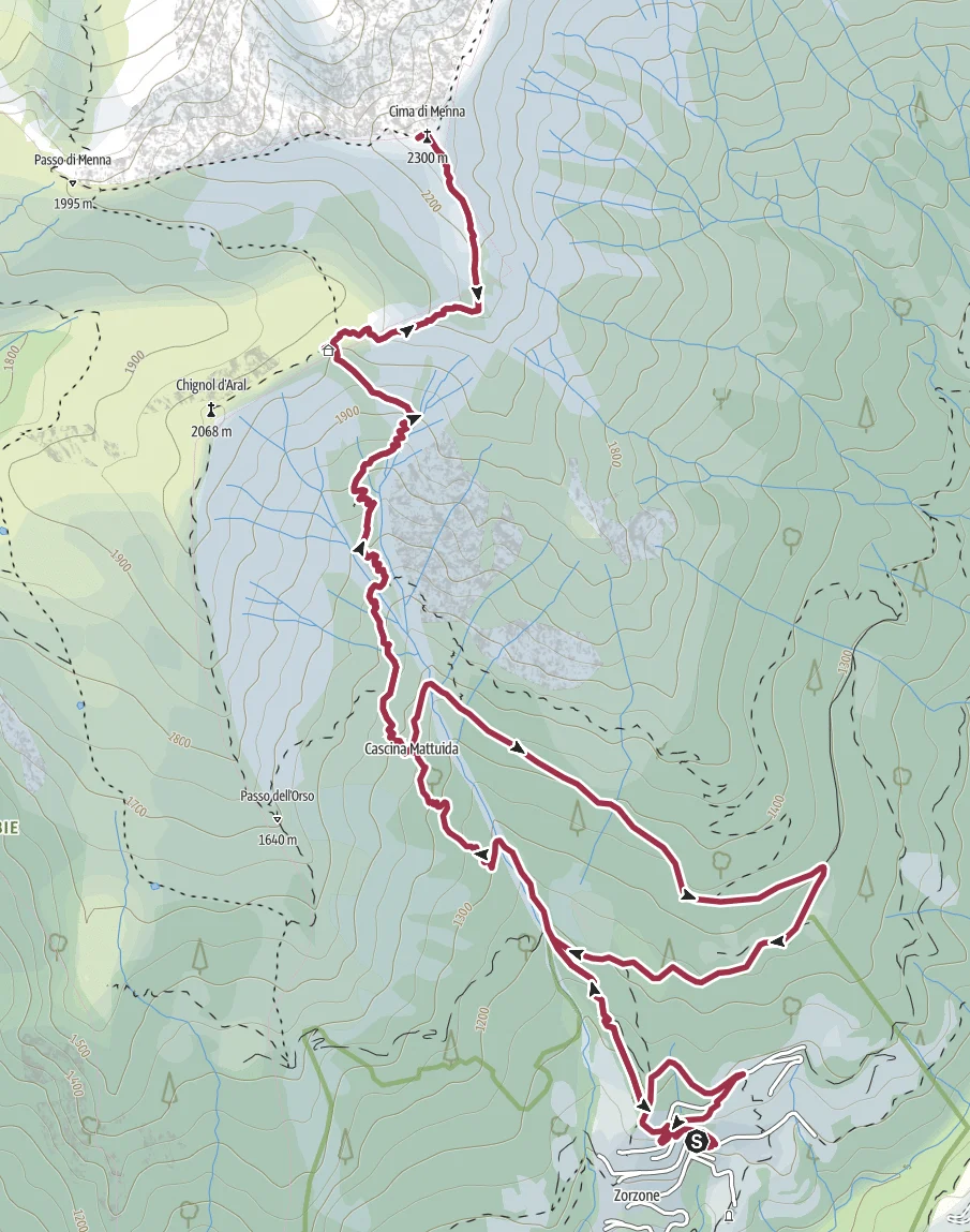 Cartina del percorso – Cima di Menna da Zorzone