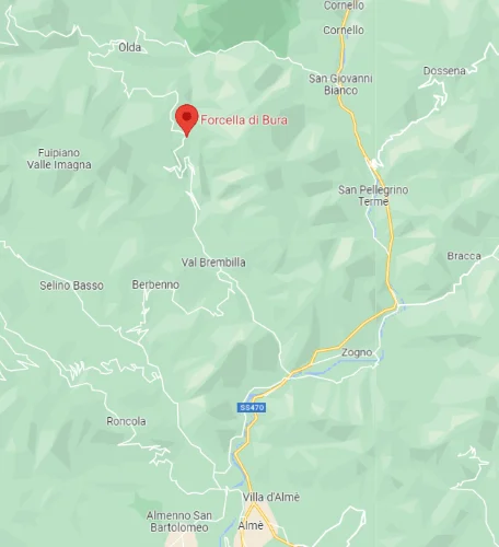 Mappa con la posizione di Forcella di Bura