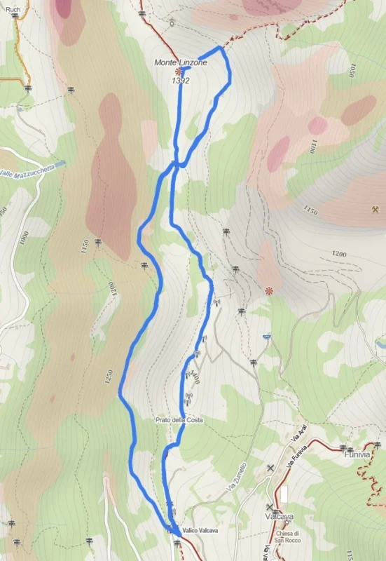 Cartina del percorso – Monte Linzone dal Passo di Valcava