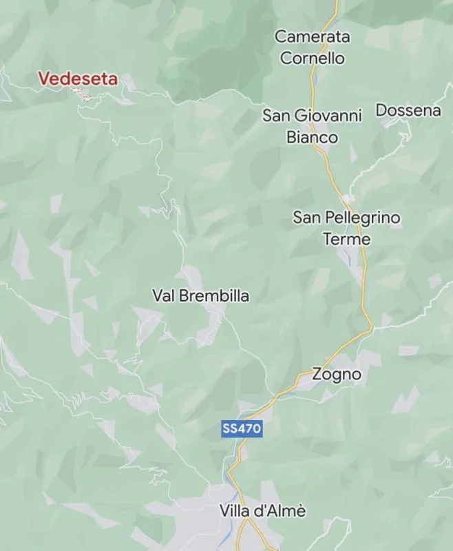 Mappa con la posizione di Vedeseta in Val Taleggio