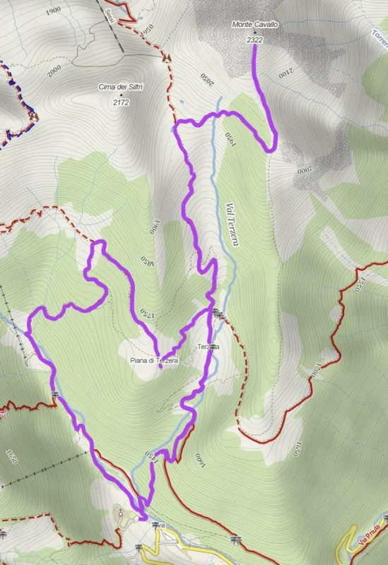 Cartina del percorso – Monte Cavallo da Mezzoldo