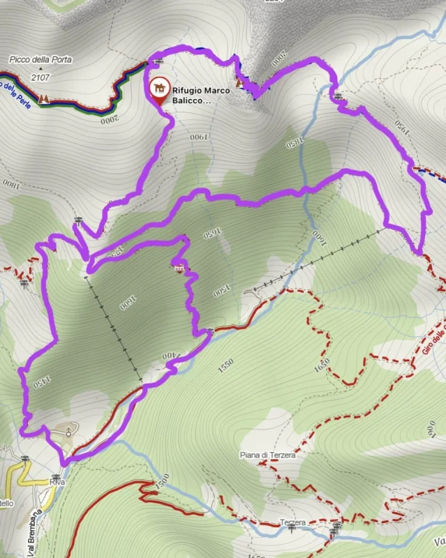 cartina sentiero per il rifugio balicco
