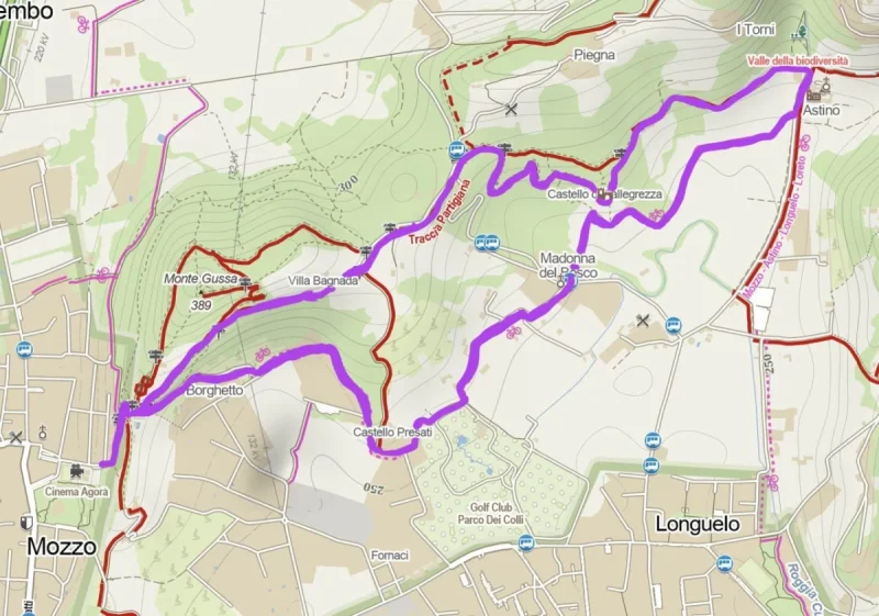 Cartina del percorso – Val d'Astino da Mozzo