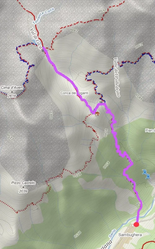 Cartina del percorso – Rifugio Coca da Valbondione