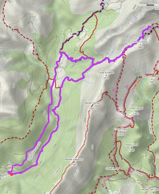 Cartina del percorso – Rifugio Rino Olmo da Valzurio