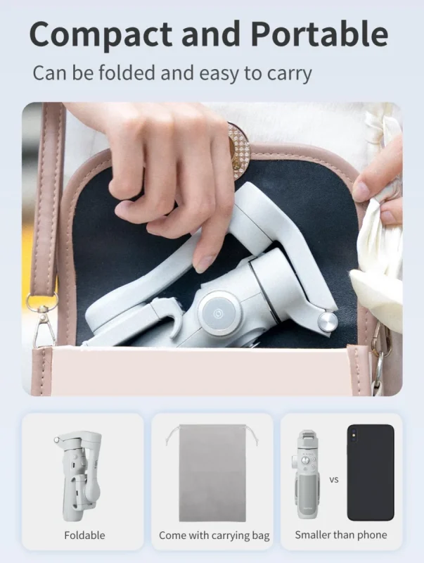 FeiyuTech Vimble 4 con app Feiyu ON per tracking intelligente, timelapse e panorami